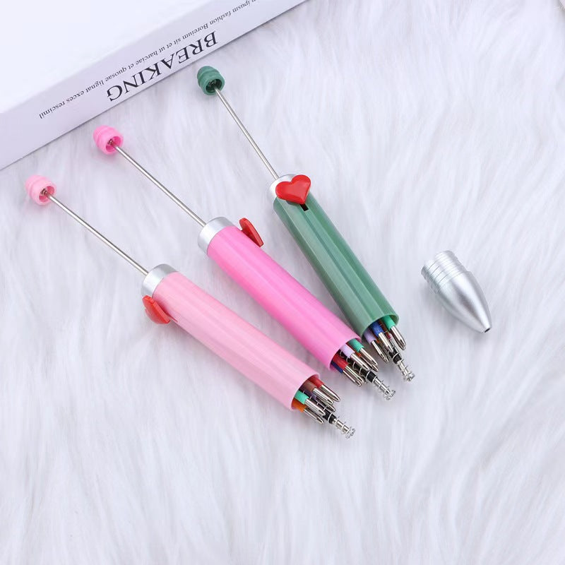 3pcs solid color beadable heartful pens 7different color ink in one pen