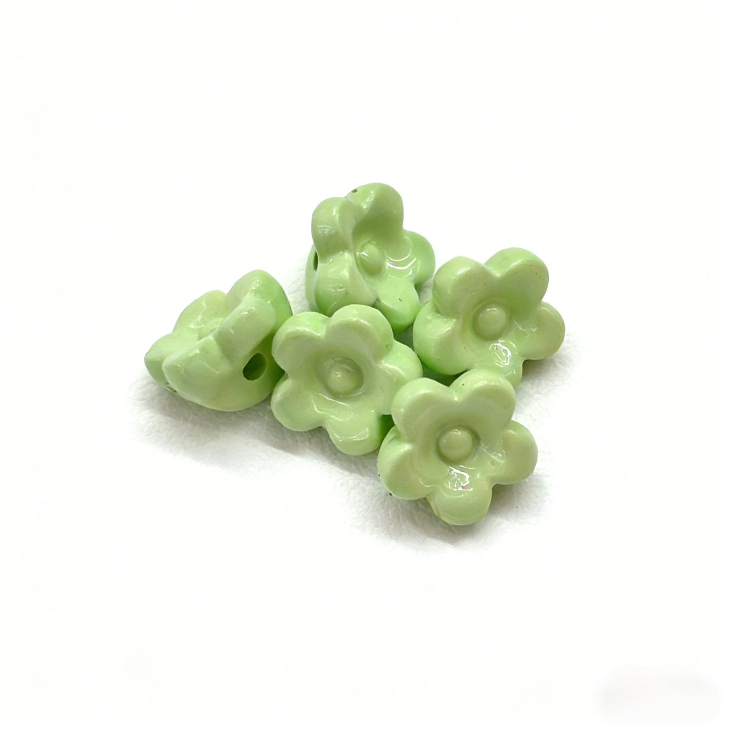 Acrylic Painted Colorful Mini Flower Beads