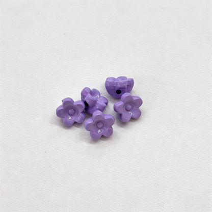 Acrylic Painted Colorful Mini Flower Beads