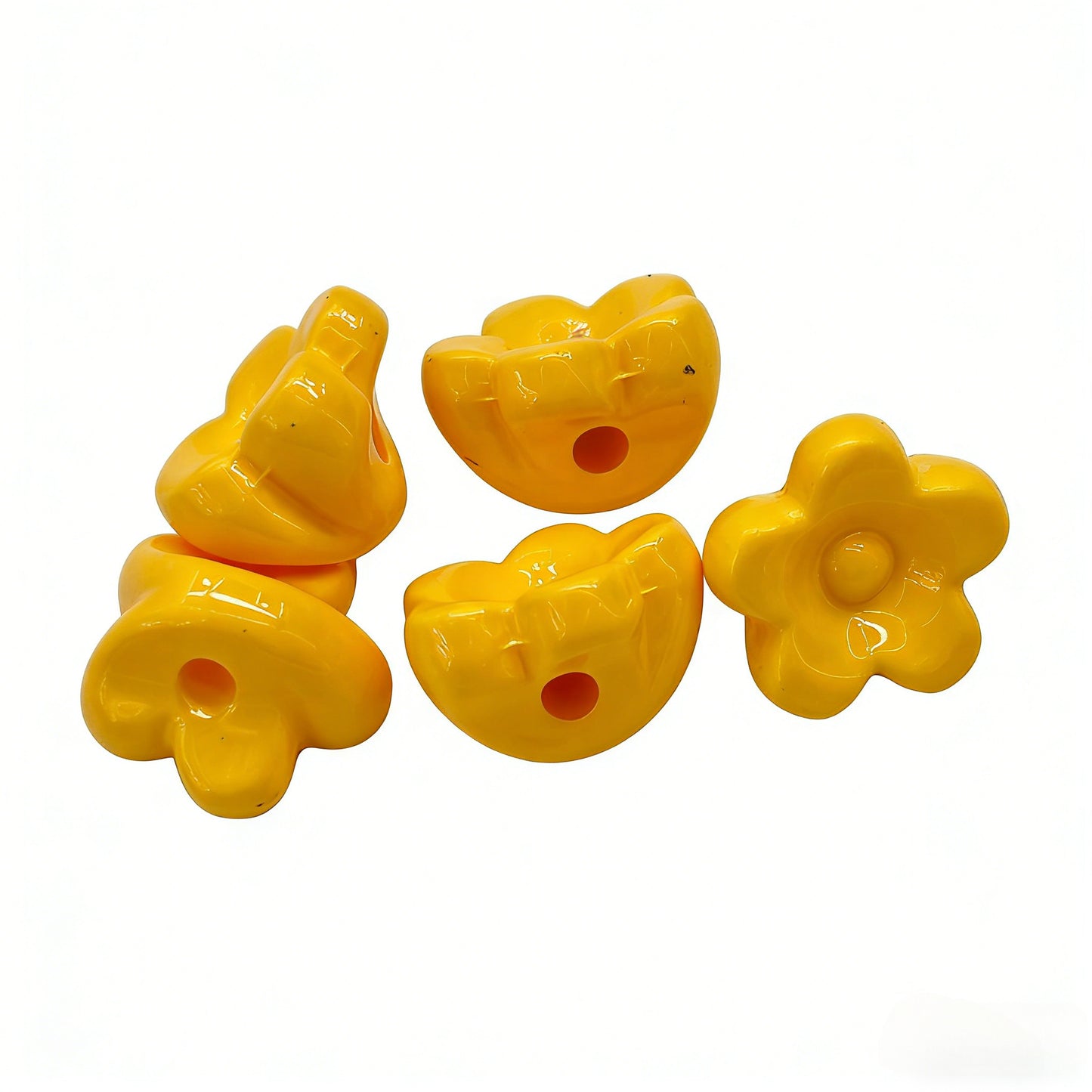 Acrylic Painted Colorful Mini Flower Beads