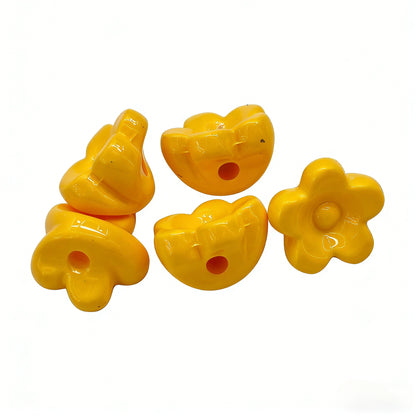 Acrylic Painted Colorful Mini Flower Beads