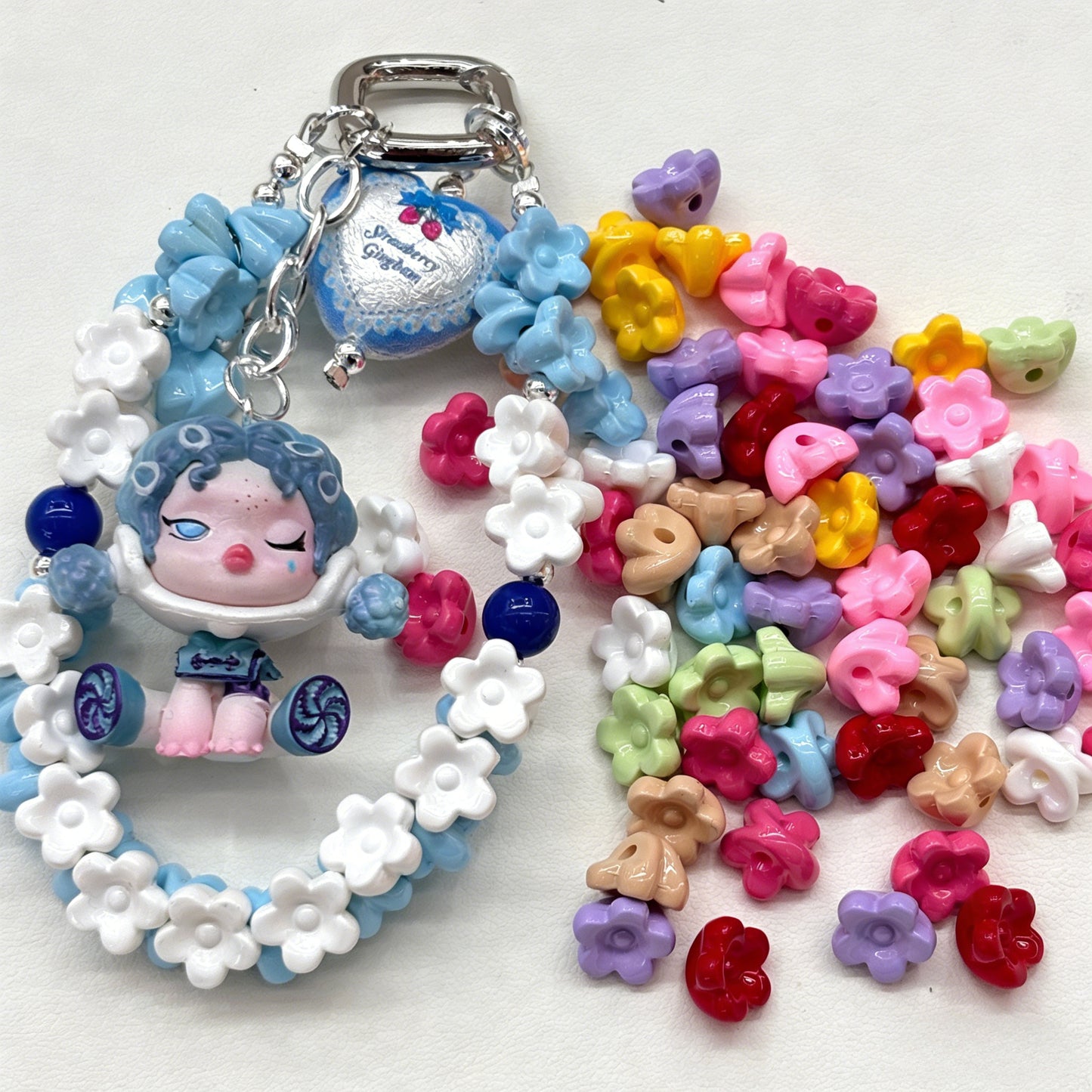 Acrylic Painted Colorful Mini Flower Beads